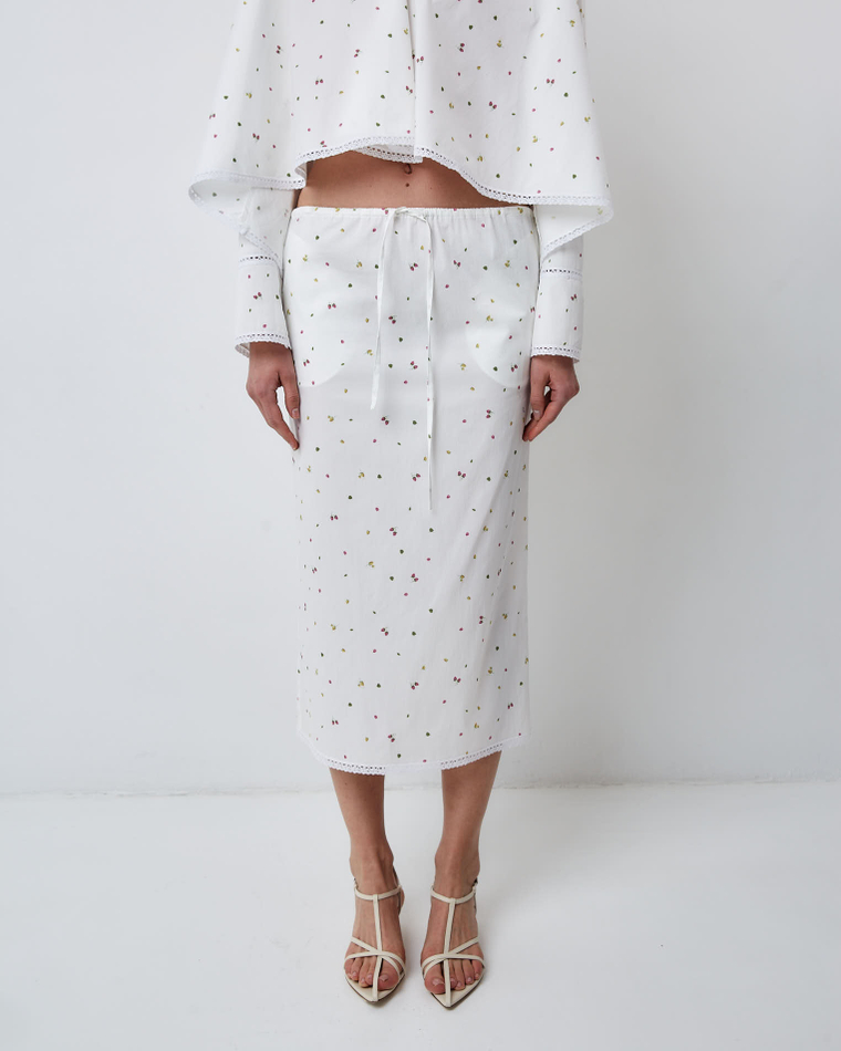 Юбка из смесового хлопка малина белый