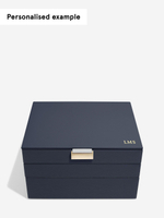 Органайзер для украшений и часов Stackers Classic Jewellery Box, 3 секции -Dove Grey & Rose (Navy Blue / темно-синий / Navy Blue / Органайзер с крышкой)