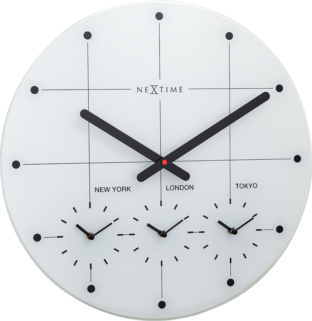 Настенные часы NeXtime Big City, стекло, 43 см, белые