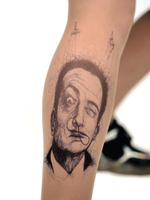 Колготки с принтом-портретом Дали на правой ножке (Размер: S-M-L) (Цвет: бежевый)