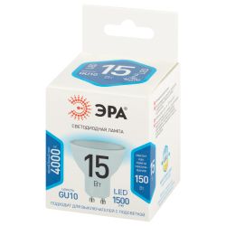 Лампа светодиодная ЭРА STD LED MR16-15W-840-GU10 GU10 15 Вт софит нейтральный белый свет | Лампы cветодиодные Точечные (Софиты) (MR, PAR)