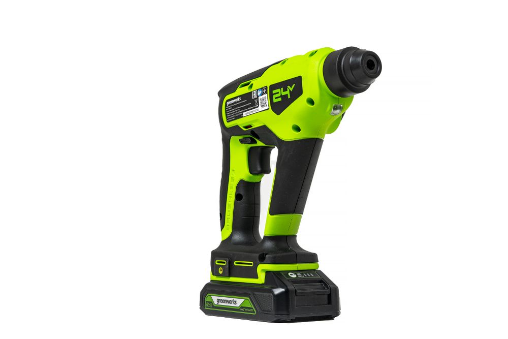 Аккумуляторный перфоратор Greenworks GD24SDS1,3803107UA,24v, 1.2 Дж, АКБ 2 А·ч и ЗУ