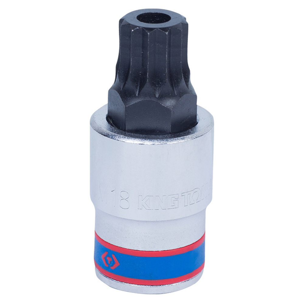 Насадка (бита) торцевая 1/2&quot;, SPLINE с отверстием, M18, L = 66 мм KING TONY 402B18