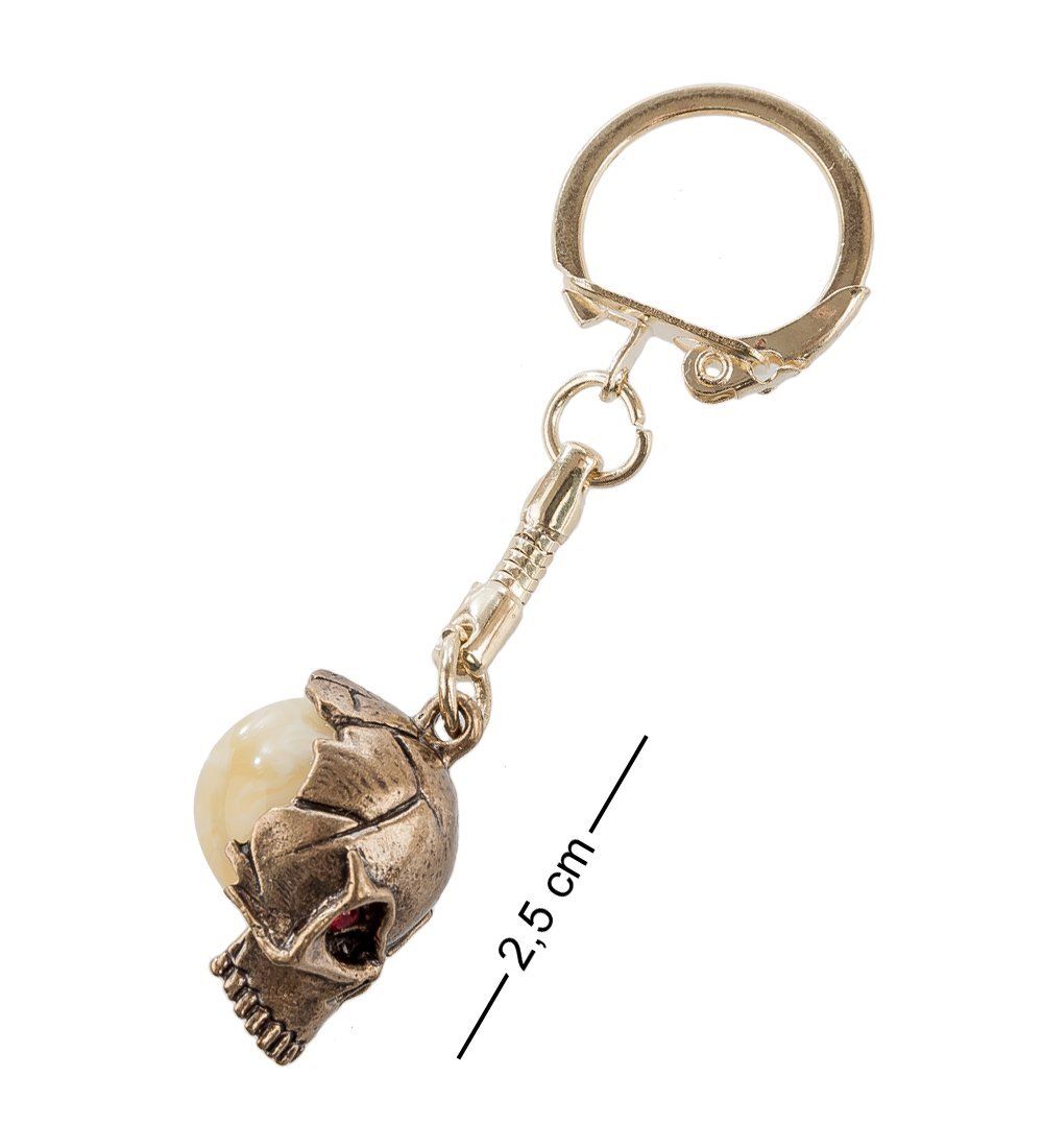 AM- 093 Брелок «Череп» (латунь, янтарь)