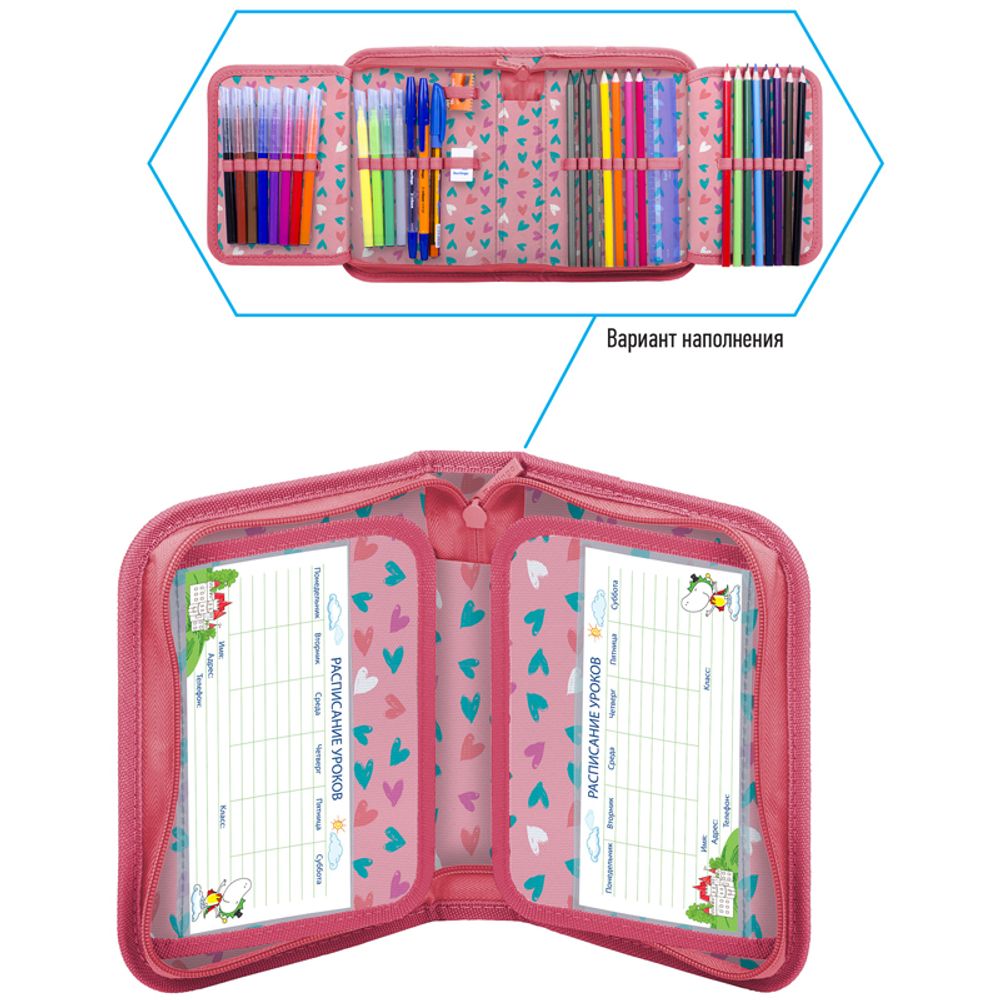 Пенал 1 отделение 200х140х40 Berlingo Kittens green, 2 откидные планки, ткань