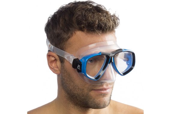 Маска Cressi Focus прозрачный силикон синяя рамка