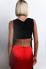 Кроп-топ с бантом из сетки черный