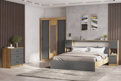 Комод Вена КМ 101, Дуб золотой, Графит серый