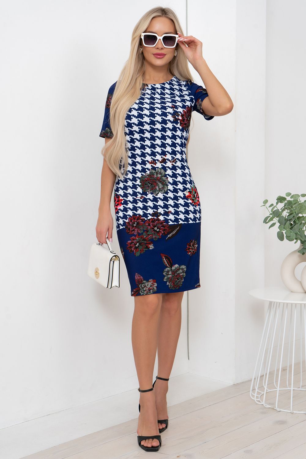 Платье-футляр с купоном (синий) Р11-510/12 Nikol