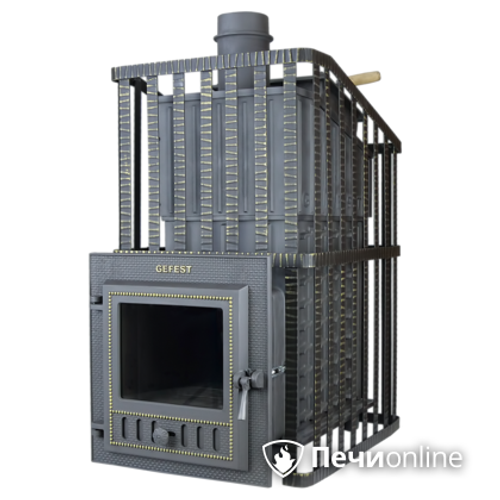 Печь для бани Гефест ЗК Ураган-45 (М) дверца со стеклом сетка-каменка