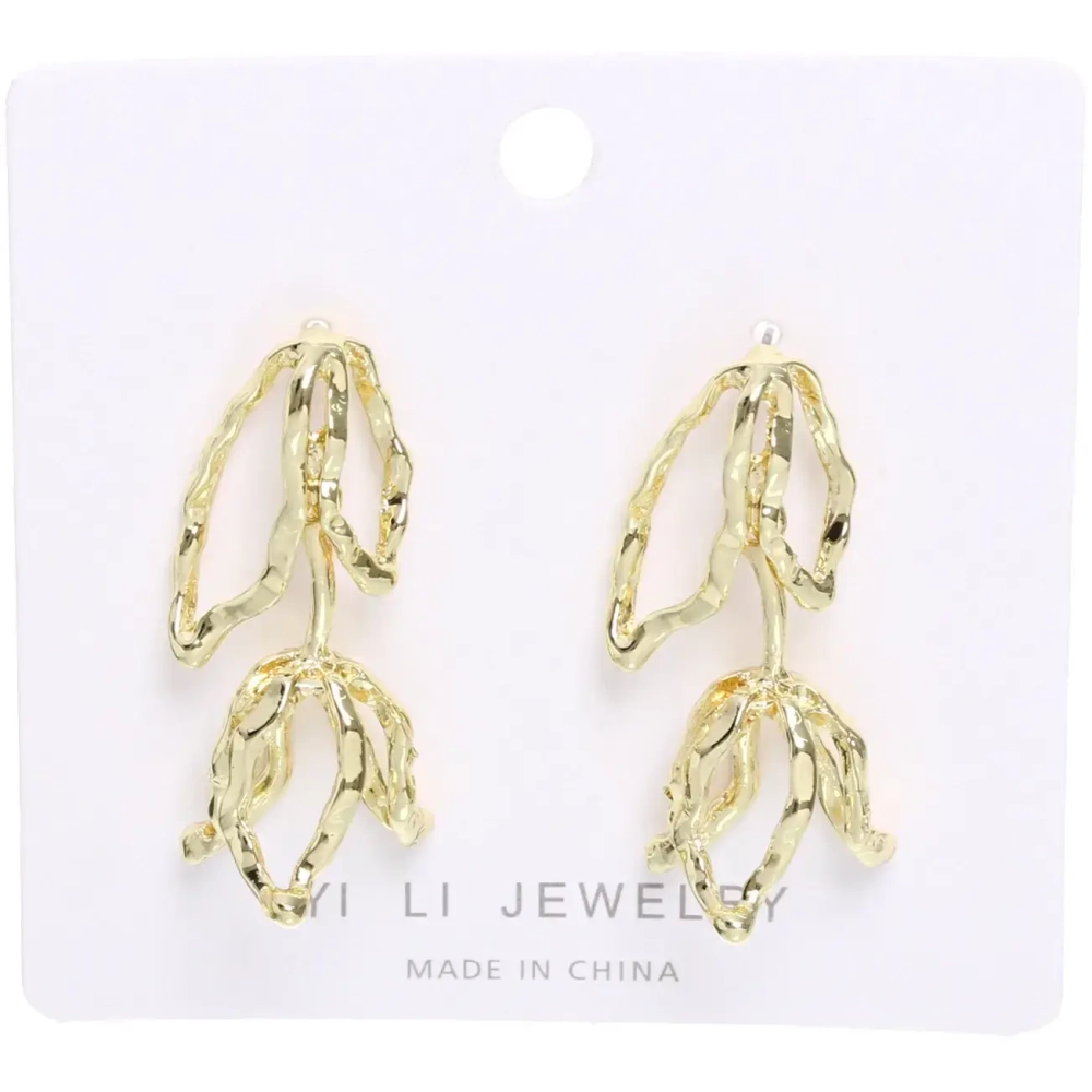 Серьги «ЭЛЛОДИ», тюльпаны, цвет золото и серебро, 4*1,5см