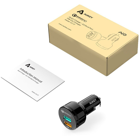 Автомобильное зарядное устройство Aukey CC-T7 Dual Port Car Charger (Black)
