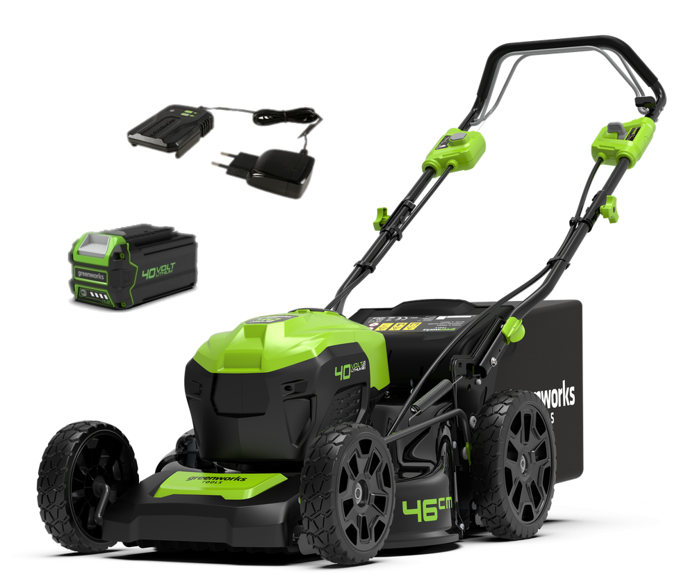 Аккумуляторная газонокосилка Greenworks GD40LM46SPK5, 40v, 46см, АКБ 5 А·ч и ЗУ