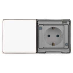 Блок розетка с выключателем ЭРА Эксперт 11-7501-01 IP55 16A 10AX-250В ОУ белый | Эра Эксперт