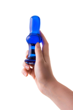 Синяя стеклянная анальная втулка - 13,5 см. (Цвет: синий)