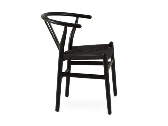 Стул Wishbone черный с черным сиденьем
