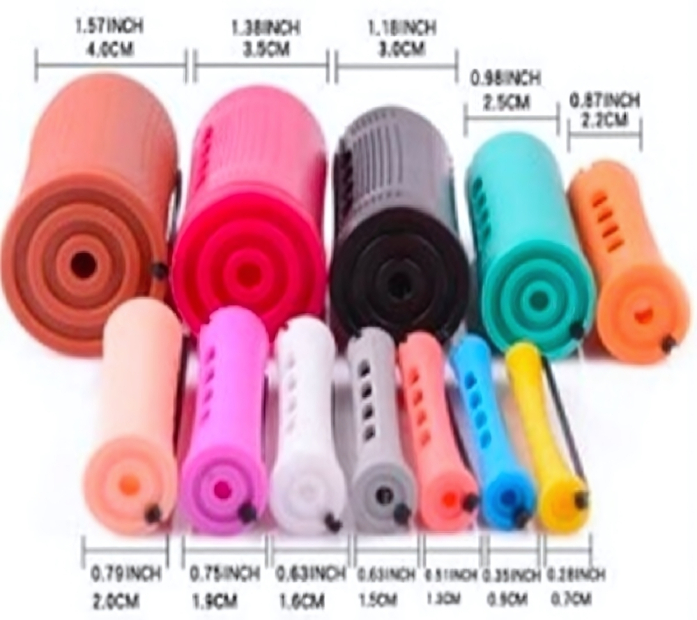 Бигуди-коклюшки 10шт с фиксирующими резинками «VOLNA», цвет черный, d-3см (пакет с подвесом)