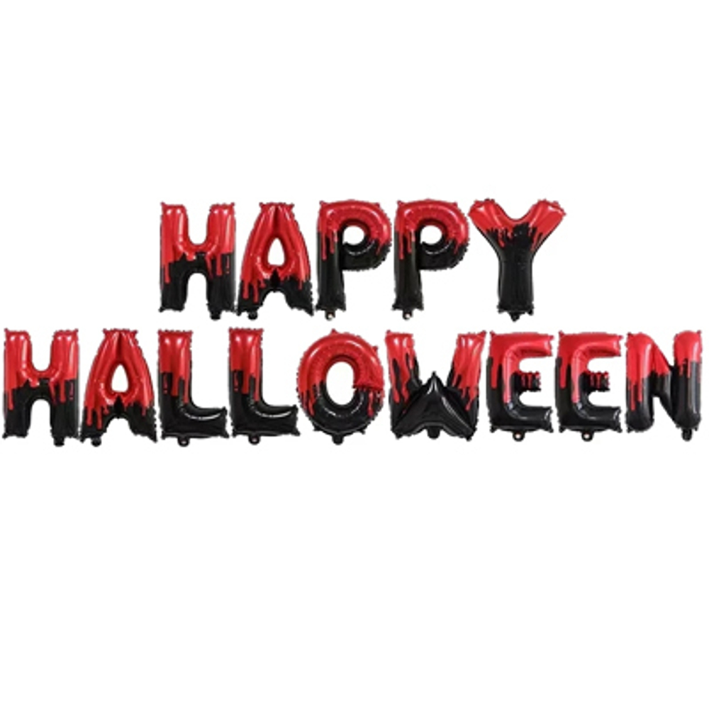 К Мини-Надпись "Happy Halloween" Черный/Красный 16''/41 см.