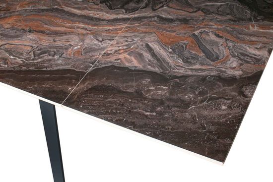 Стол "РЕЙН" 140-220, керамика Venice Grey глянцевый, опоры черный муар