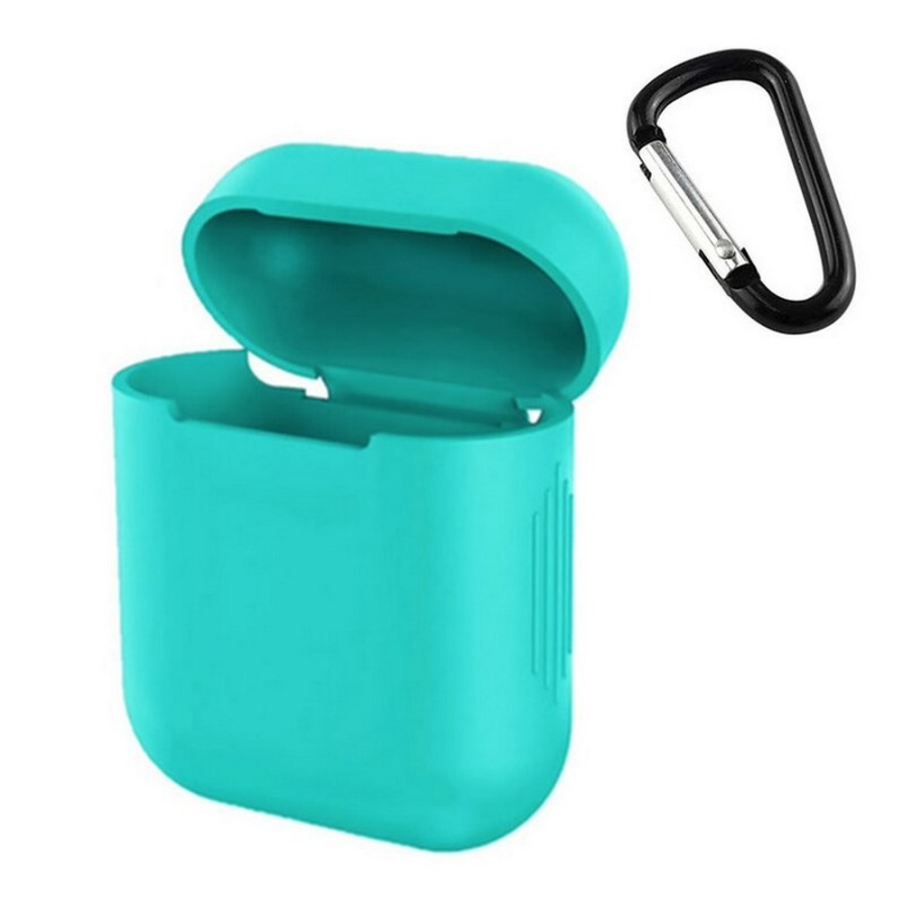 Чехол для AirPods/AirPods 2 (бирюзовый) с карабином