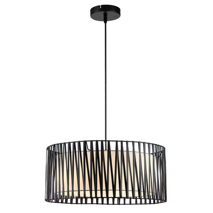 Подвесной светильник 3x60Вт E27,  металл/ткань/пвх, черный