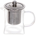 Чайник заварочный стеклянный 300мл «Хай-Тек» Трапеция с металлическим ситом Селфи