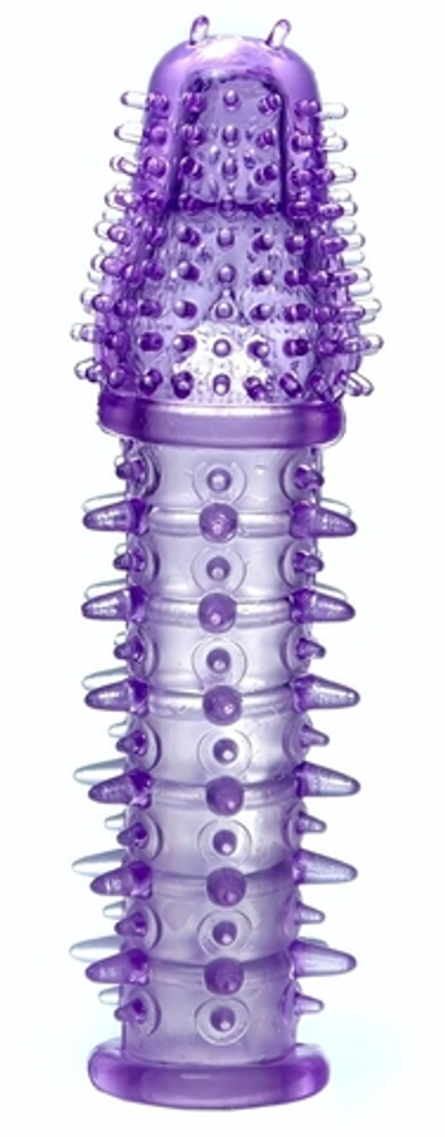 Фиолетовая закрытая насадка на пенис - 13,5 см. (Цвет: сиреневый)