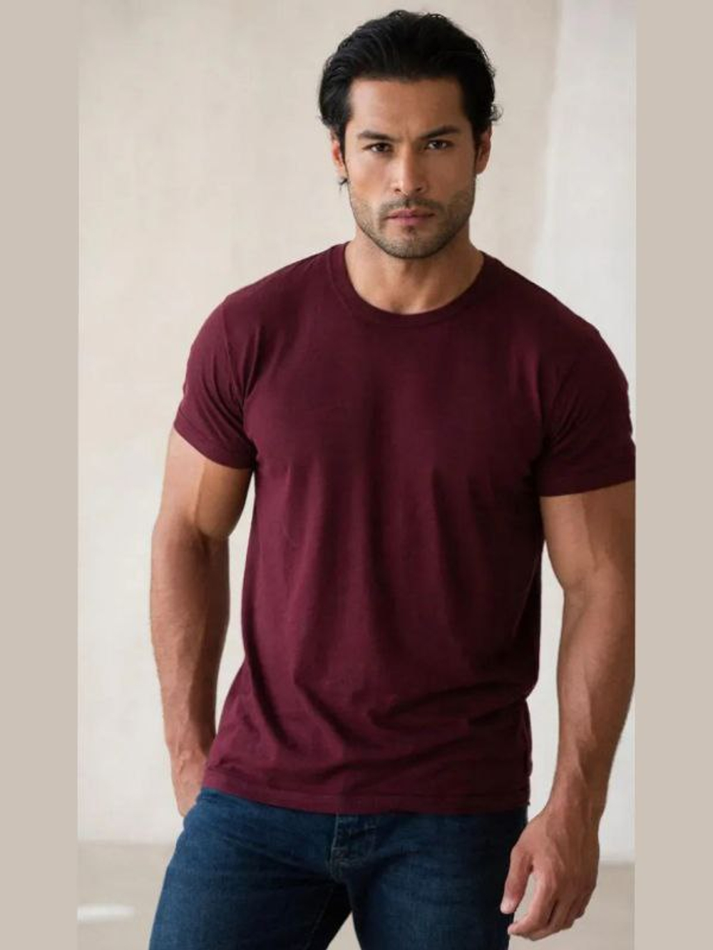 3405 Футболка мужская однотонная бордовая (56)