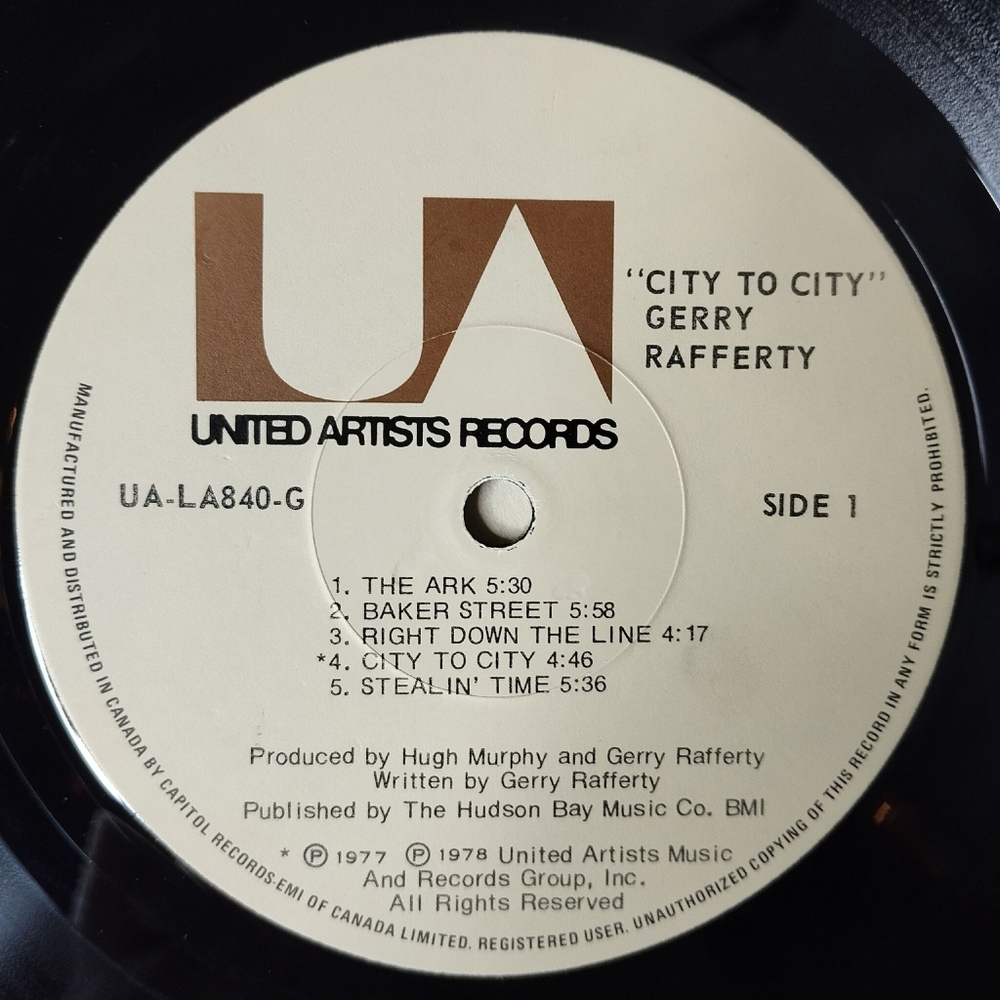 Винтажная виниловая пластинка LP Gerry Rafferty City To City (Canada 1978)