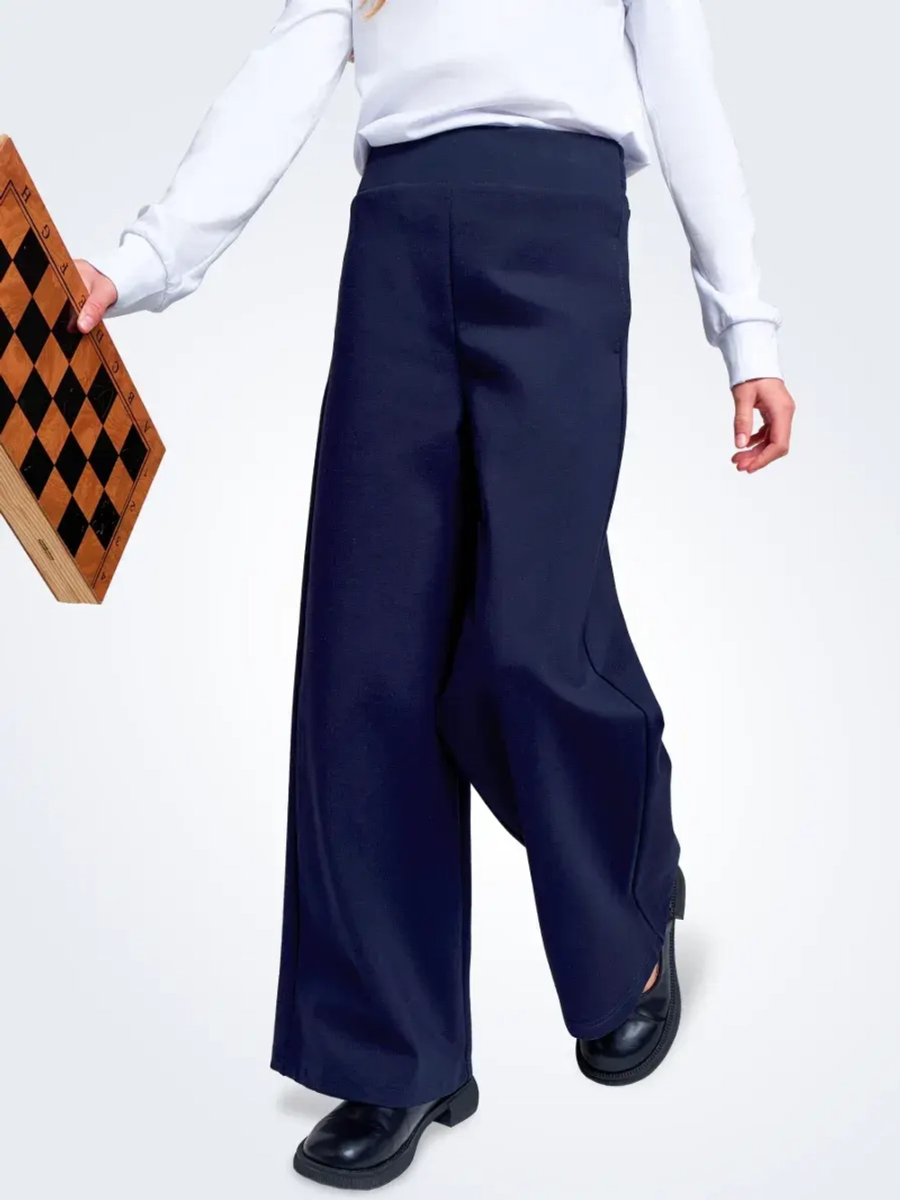 Брюки палаццо для девочки школьные на резинке