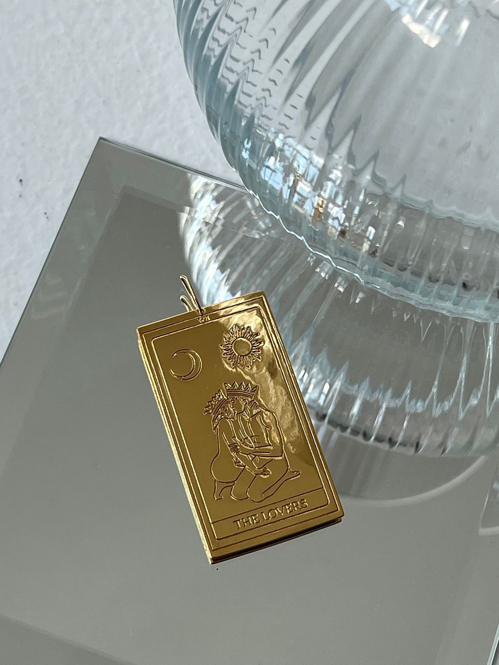 Подвеска карта таро Влюбленные большая позолота La Lune