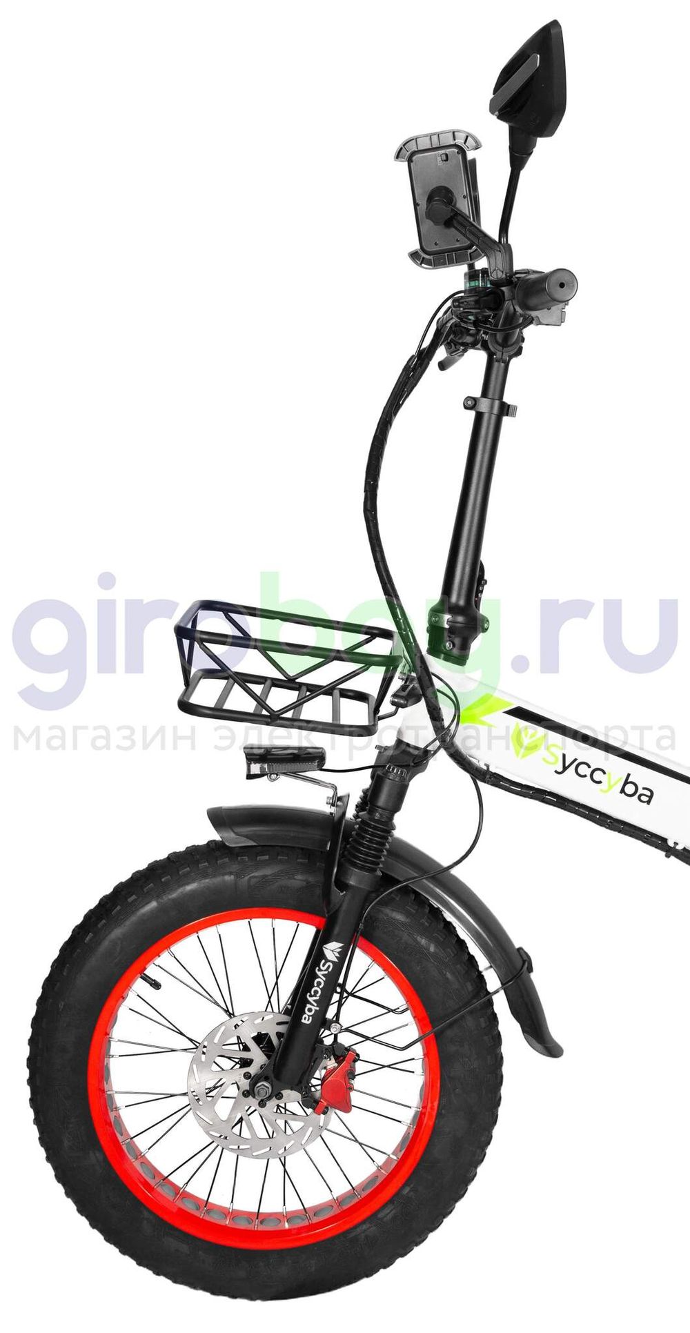 Электровелосипед Syccyba F10 Pro (48V/20Ah) - Белый с красными ободами фото №5