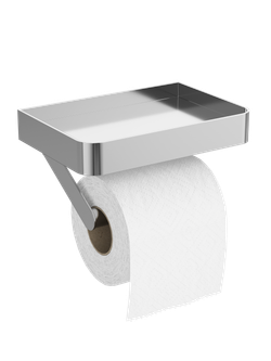 Держатель для туалетной бумаги STWORKI Стокгольм S36345CR настенный, глянцевый хром, с полкой