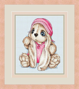 "Кролик в розовой шапке"-02664  вышивка