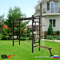 Уличная шведская стенка Sv Sport рукоход У536 (Турник/Брусья/Стойка/Скамья/Деревянные/Канат/кольца/лестница)