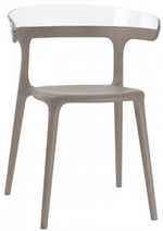 Кресло пластиковое Papatya Luna, тортора, прозрачный