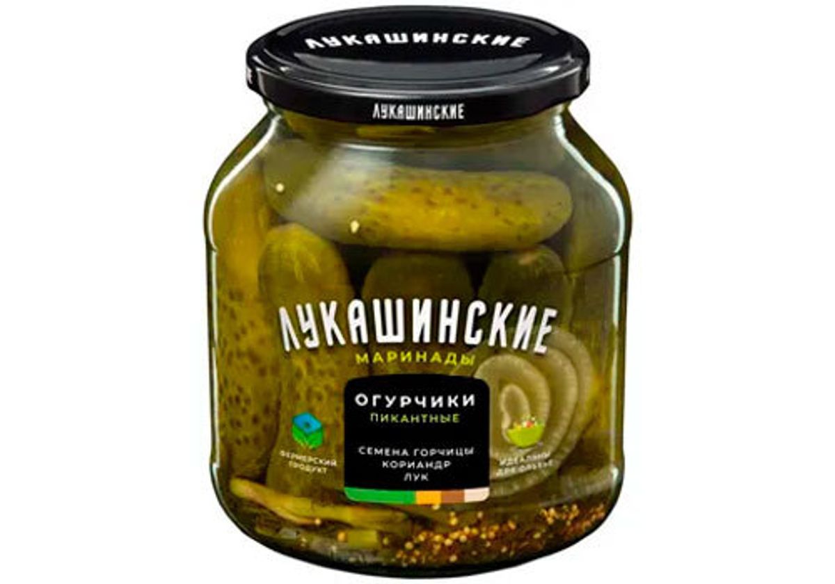 Огурчики маринованные пикантные "Лукашинские", 670г