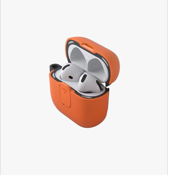Чехол Uniq Clyde Case для AirPods 4, Оранжевый | Volt Orange/Charcoal