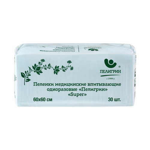 Пеленки впитывающие одноразовые для взрослых, серия Super, 60х60 см, 30 шт.