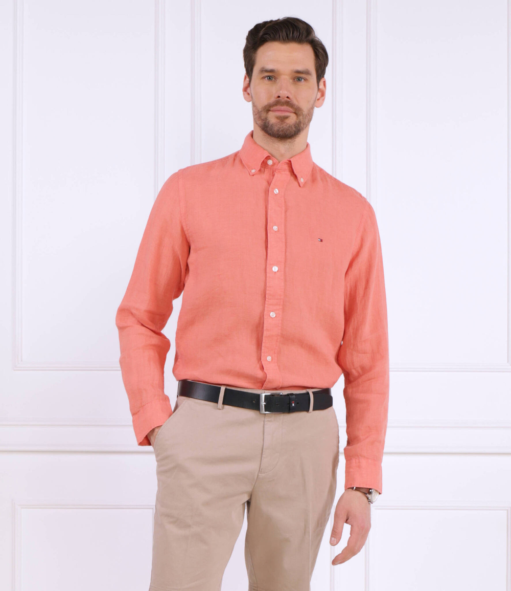 Льняная рубашка Tommy Hilfiger - оранжевый(MW0MW30897)