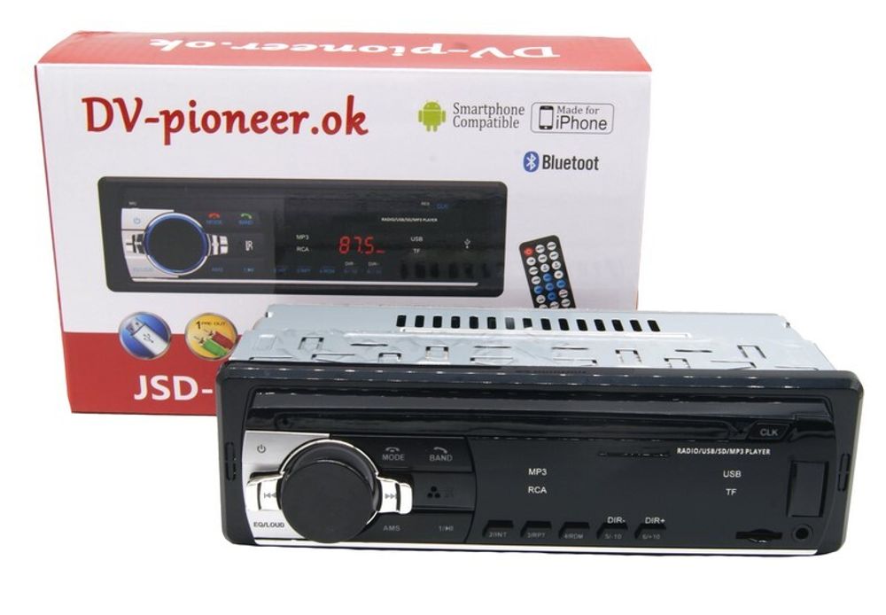 Автомагнитола DV-Pionir JSD-520, Bluetooth , usb, micro, aux, fm, пульт