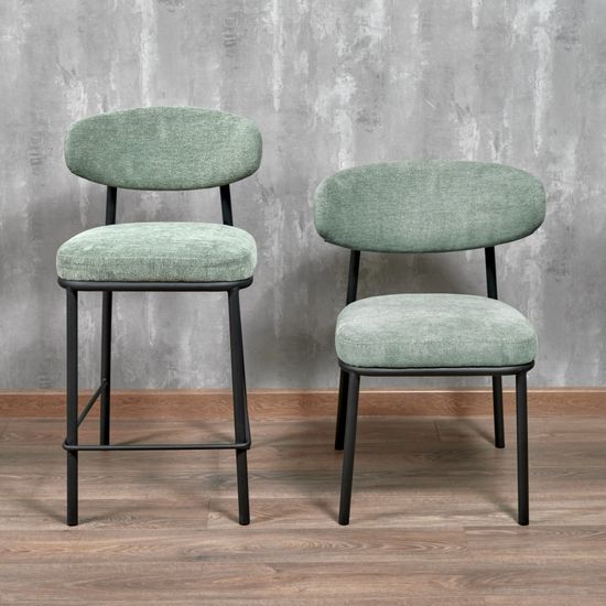 Стул полубарный Lucas 2 шалфей шенилл с чёрными ножками