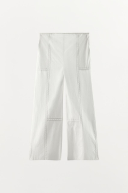 ZARA БРЮКИ ИЗ 100% ХЛОПКА С КРУЖЕВОМ, БЕЛЫЙ