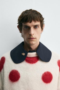 ZARA HARRY LAMBERT X DISNEY СВИТЕР В ГОРОШЕК, ЭКРЮ