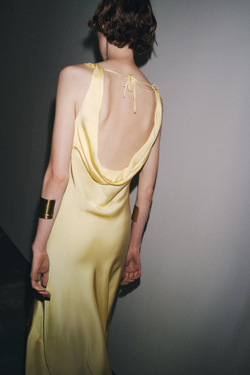 ZARA ДЛИННОЕ АТЛАСНОЕ ПЛАТЬЕ ИЗ КОЛЛЕКЦИИ ZW, ЖЕЛТЫЙ