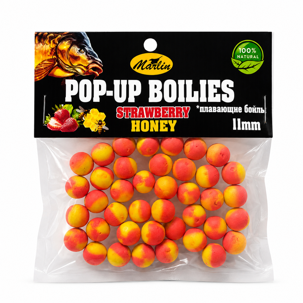 Бойлы Насадочные Плавающие "POP-UPS" в пакете №11 (20гр). Клубника/Мед