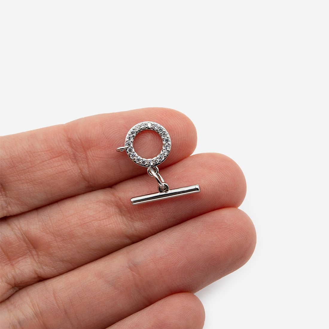 Замок тогл "Сверкающий", 11*11мм, фианиты, родирование