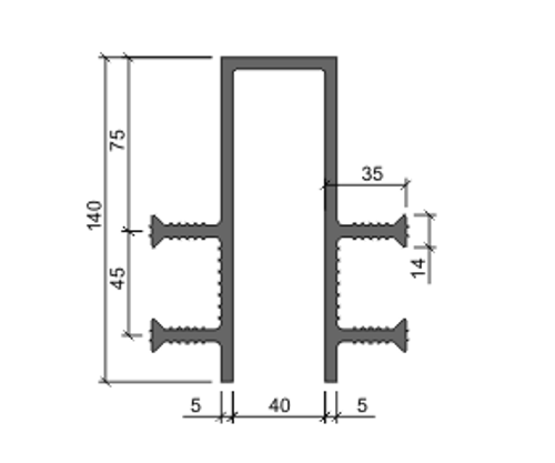 Гидроизоляционная шпонка ДЗ-140/40-4/35 ПВХ-П