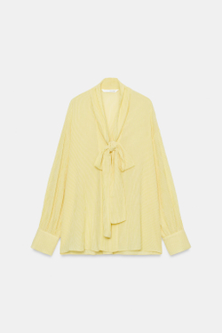 ZARA РУБАШКА В ПОЛОСКУ С ЗАВЯЗКАМИ — ZW COLLECTION, ЖЕЛТЫЙ