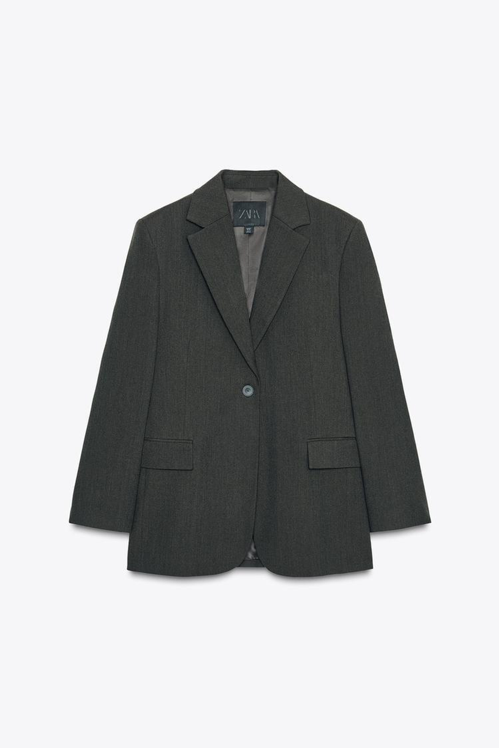 ZARA БЛЕЙЗЕР С ШЕРСТЬЮ ZW COLLECTION, ЗЕЛЕНЫЙ МЕЛАНЖ